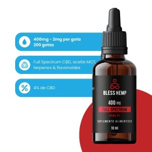 Aceite cbd gotas 400mg full spectrum 10ml - bless hemp