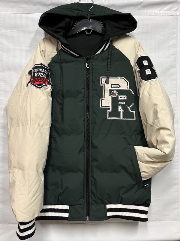 Chaqueta universitaria verde/beige - tonlion