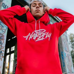 Hoodie rojo v9 old school (poleron) hardfly