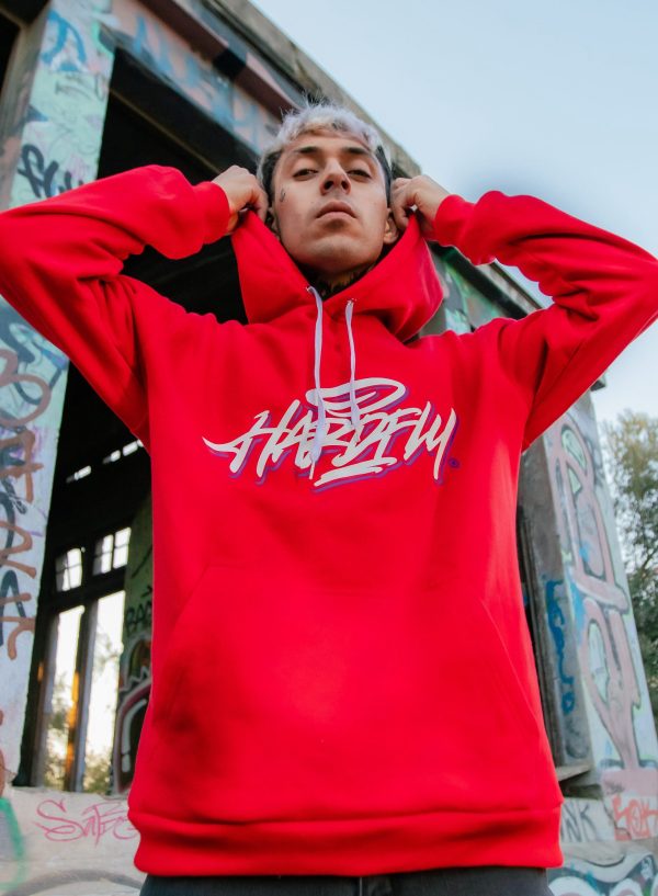 Hoodie rojo v9 old school (poleron) hardfly