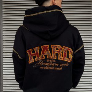 Hoodie boxy mixtape versión black/yellow - hardfly