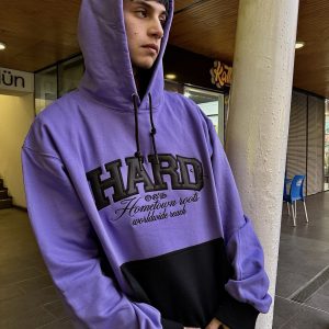 Hoodie oversize lila/negro - hardfly