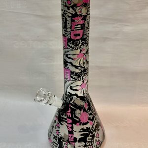 bong beaker diseño rosado/gris
